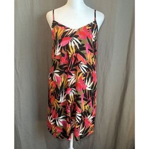 Billabong Night On The Run Mini Dress Size Xsmall Adjustable Leaf Print